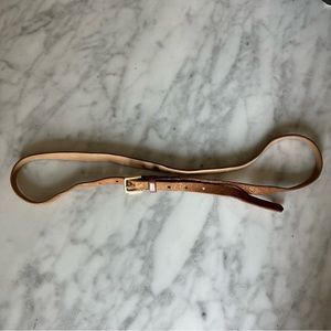 J.CREW Tan Metallic Leather Skinny Belt - Size Small